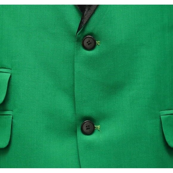 Mens Blazer Green Wool Black Velvet Formal Tuxedo Jacket Wedding Sport Coat 44R - Picture 6 of 8